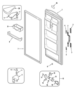 Door Diagram and Parts List for AQU1827BRW  Amana Freezer