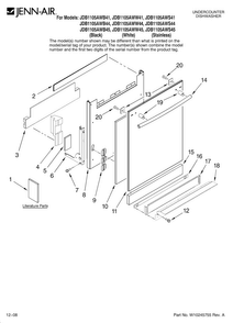 Door And Panel Parts Diagram and Parts List for JDB1105AWS44  Jenn-Air Dishwasher