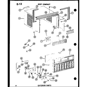 Exterior Parts (13-3mw/P54974-21r) Diagram and Parts List for 113-5N P54975-61R Amana Air Conditioner