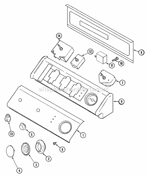 CONTROL PANEL Diagram and Parts List for MDE2600AYW  Maytag Dryer