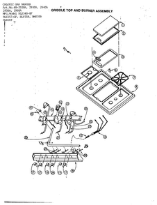 Griddle Top And Burner Diagram and Parts List for 2940A  Amana Range