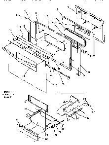 Oven Door And Storage Door Diagram and Parts List for ARG7301L-P1143328NL  Amana Range