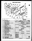 OVEN DOOR PARTS Diagram and Parts List for RST359  Caloric Cooktop