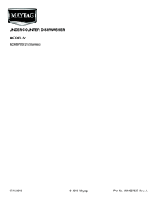 Cover Sheet Diagram and Parts List for MDB8979SFZ1  Maytag Dishwasher