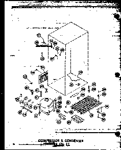 Compressor & Condenser 18 Cu. Ft. Diagram and Parts List for T16W-P60303-8W  Amana Refrigerator