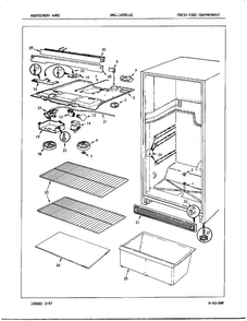 Fresh Food Compartment Diagram and Parts List for 14050C  Admiral Refrigerator