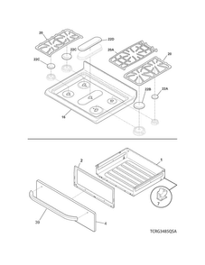 Top/drawer Diagram and Parts List for CRG3485QSA  Crosley Range