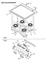 Main Top And Backguard Diagram and Parts List for ARTSC8650E-P1143907NE  Amana Range