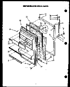 Refrigerator Door Parts Diagram and Parts List for GFS165 MN10 Caloric Refrigerator