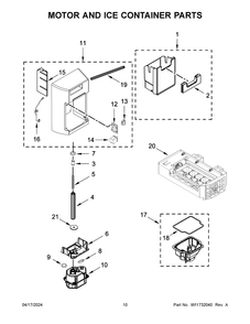 Motor And Ice Container Parts Diagram and Parts List for MSS25C4MGZ09  Maytag Refrigerator