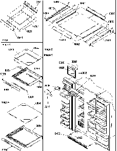 Shelving, Crisper Assemblies & Toe Grill Diagram and Parts List for SQD25VW-P1190430WW  Amana Refrigerator