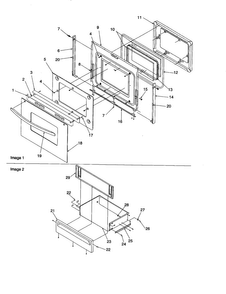 Oven Door And Storage Drawer Diagram and Parts List for ARTS6650E P1143906NE Amana Range