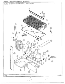 Unit Compartment And System Diagram and Parts List for 19143-0B  Admiral Refrigerator