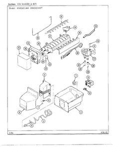 Ice Maker And Bin Diagram and Parts List for 621447  Admiral Refrigerator