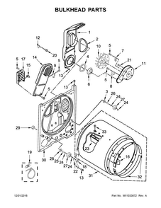 Bulkhead Parts Diagram and Parts List for 4KMEDC425FW0  Maytag Dryer
