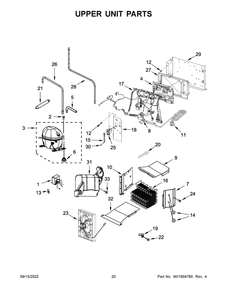Upper Unit Parts Diagram and Parts List for JBSFS42NMX00  Jenn-Air Refrigerator