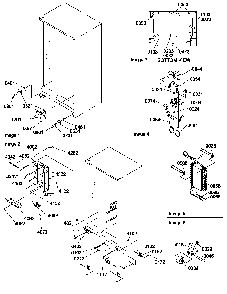 Drain System, Rollers, And Evaporator Assy Diagram and Parts List for SXD520SL-P1182402WL  Amana Refrigerator