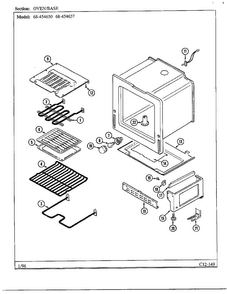 Oven/base Diagram and Parts List for 68-454650  Magic Chef Range
