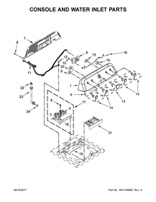 Console And Water Inlet Parts Diagram and Parts List for 7MMVWX655EW1  Maytag Washer