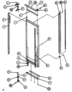 Door/Hinge/Trim Refrigerator Diagram and Parts List for SBDT520J-P7845303W  Amana Refrigerator