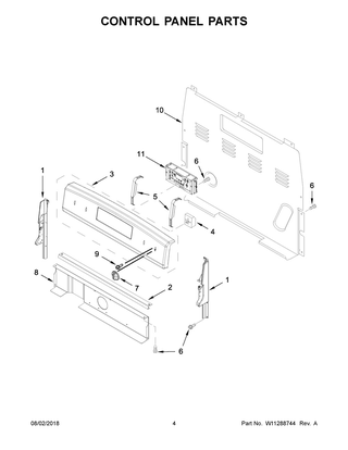 Control Panel Parts Diagram and Parts List for AER6303MFS2  Maytag Range
