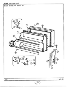 Freezer Door Diagram and Parts List for 211447  Admiral Refrigerator