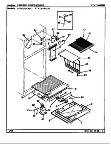 Freezer Compartment (rtw2200aal/ch89a) (rtw2200aaw/ch89a) (rtw2201aal/ch90a) (rtw2201aaw/ch90a) Diagram and Parts List for RTW2201AAL CH89A Maytag Refrigerator