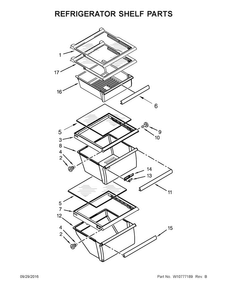 Refrigerator Shelf Parts Diagram and Parts List for 5MSF25N4BA02  Maytag Refrigerator