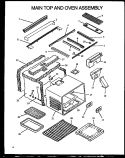 MAIN TOP AND OVEN ASSY Diagram and Parts List for PHU186NB P1131810N Amana Range