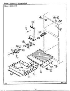 Shelves And Accessories Diagram and Parts List for 181040  Admiral Refrigerator