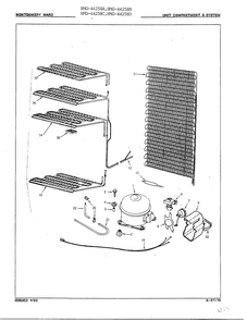 Unit Compartment And System Diagram and Parts List for 44258B  Admiral Freezer