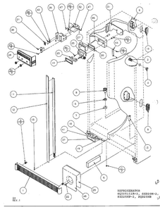 Refrigerator/freezer Controls & Cabinet Parts Diagram and Parts List for SXD25MP-2  Amana Refrigerator