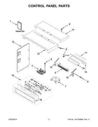 Control Panel Parts Diagram and Parts List for JMW2427DS04  Maytag Microwave Oven Combo
