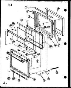 Door Diagram and Parts List for RR-700 P75411-1M Amana Microwave