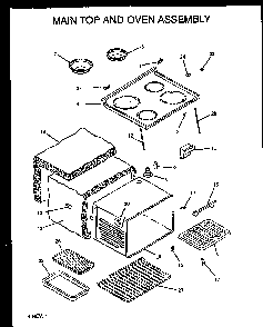 Main Top And Oven Assembly Diagram and Parts List for ARR623L-P1130983NL  Amana Range