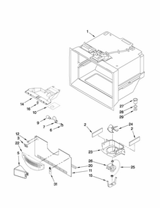 Freezer Liner Parts Diagram and Parts List for GB5526FEAW3  Maytag Refrigerator