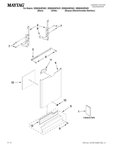Door And Panel Parts Diagram and Parts List for MDBH949PAB1  Maytag Dishwasher