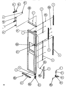 Door/Hinge/Trim Freezer Diagram and Parts List for SBDE520K-P1109903W  Amana Refrigerator