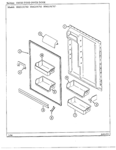 Fresh Food Inner Door Diagram and Parts List for HMG191760  Admiral Refrigerator