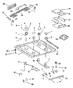 Sealed Burner Diagram and Parts List for RST308U-P1130727NW  Caloric Range