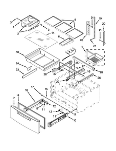 Shelf Parts Diagram and Parts List for 5MFX257AA001  Maytag Refrigerator