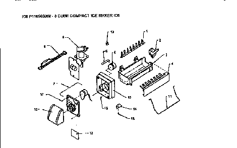 Compact Ice Maker Ic6 Diagram and Parts List for TR21S4L-P1196102WL  Amana Refrigerator