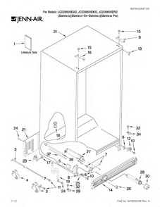 Cabinet Parts Diagram and Parts List for JCD2595WES02  Jenn-Air Refrigerator