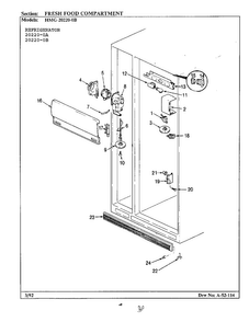 Fresh Food Compartment Diagram and Parts List for 20220-0A  Admiral Refrigerator