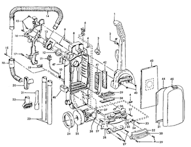Main Body Diagram and Parts List for U5145-900  Hoover Upright Vacuum