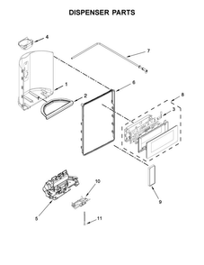 Dispenser Parts Diagram and Parts List for MSS26C6MFB00  Maytag Refrigerator