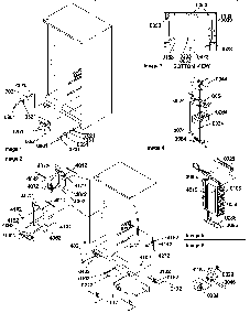 Rollers, Hinges, And Evaporator Assemblies Diagram and Parts List for SRD520TW-P1308801WW  Amana Refrigerator