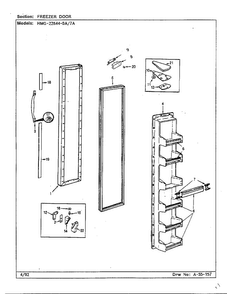 Freezer Door Diagram and Parts List for 22844-0A  Admiral Refrigerator