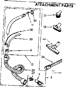 Attachment Parts Diagram and Parts List for 11621842  Kenmore Canister Vacuum