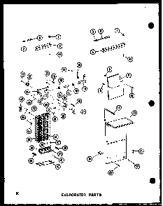 Evaporator Parts Diagram and Parts List for SRI19C-P73320-54W  Amana Refrigerator